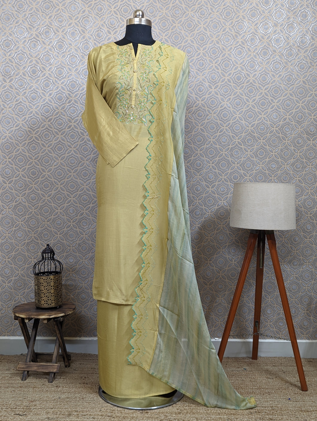 Muslin Silk Mellow Colored Semi-stitched Salwar. 2702