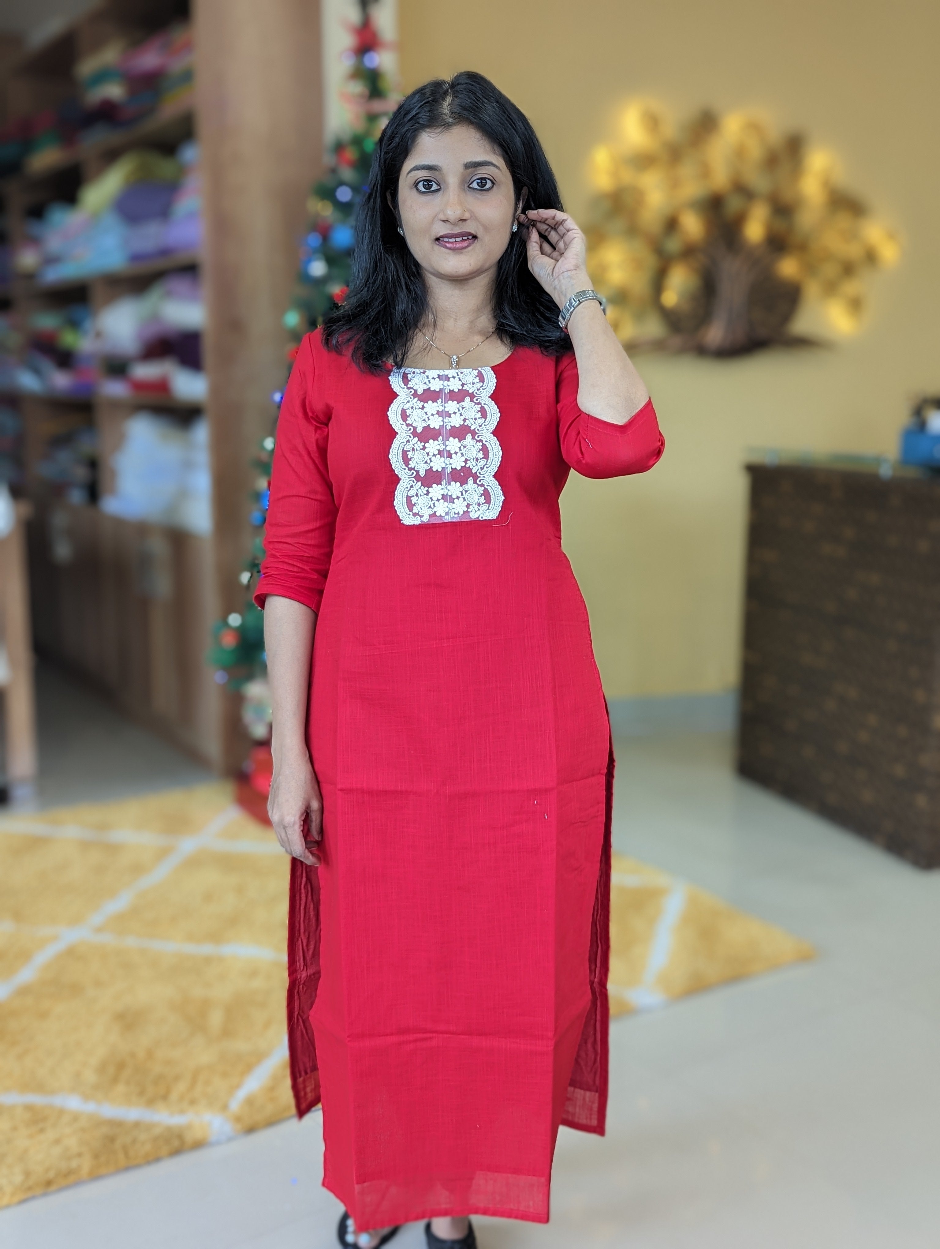 Load image into Gallery viewer, Red color kurti- RDK-1
