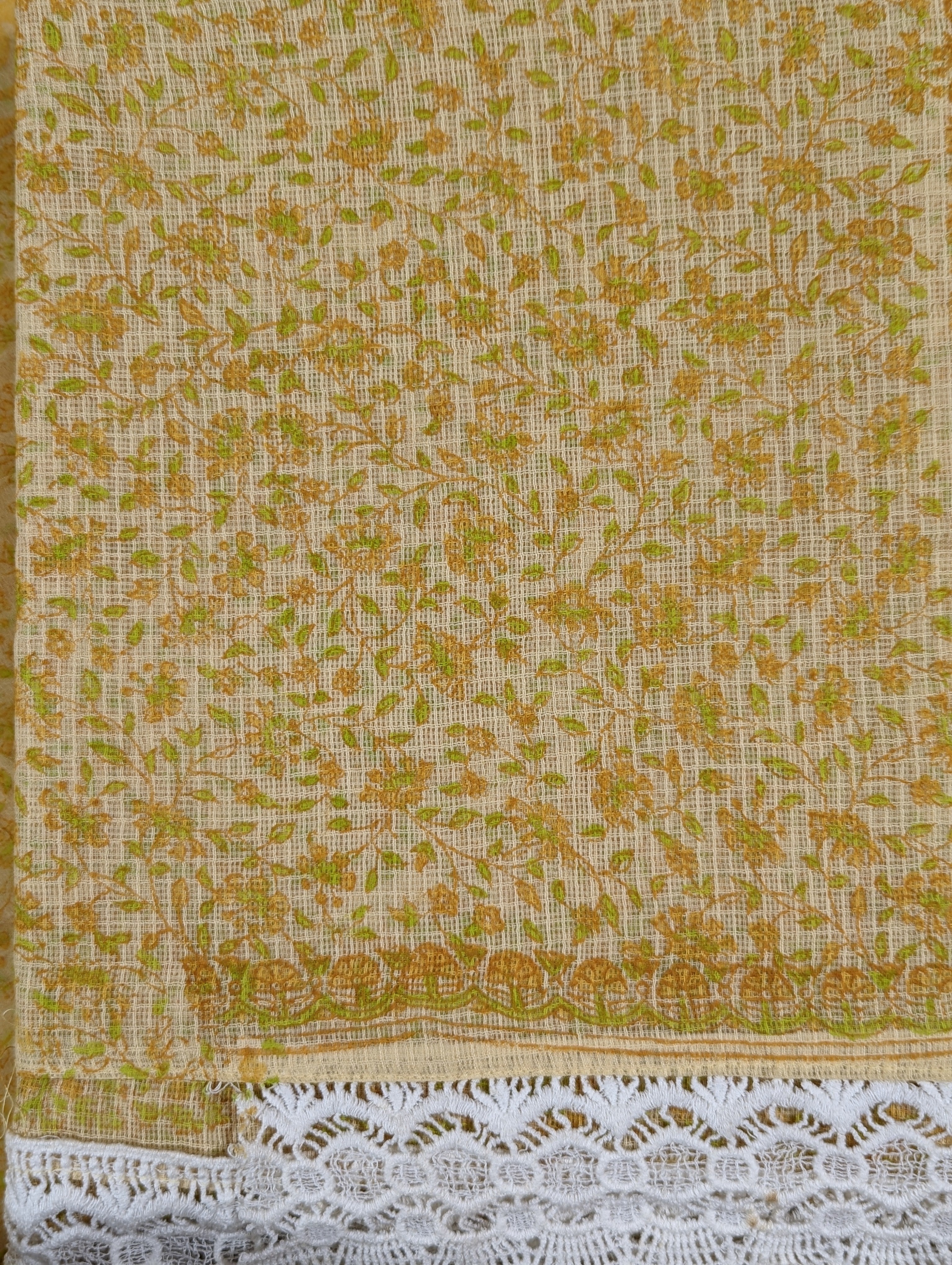 Load image into Gallery viewer, Pure Kota cotton Yellow and Beige Unstitched Suit- 2867
