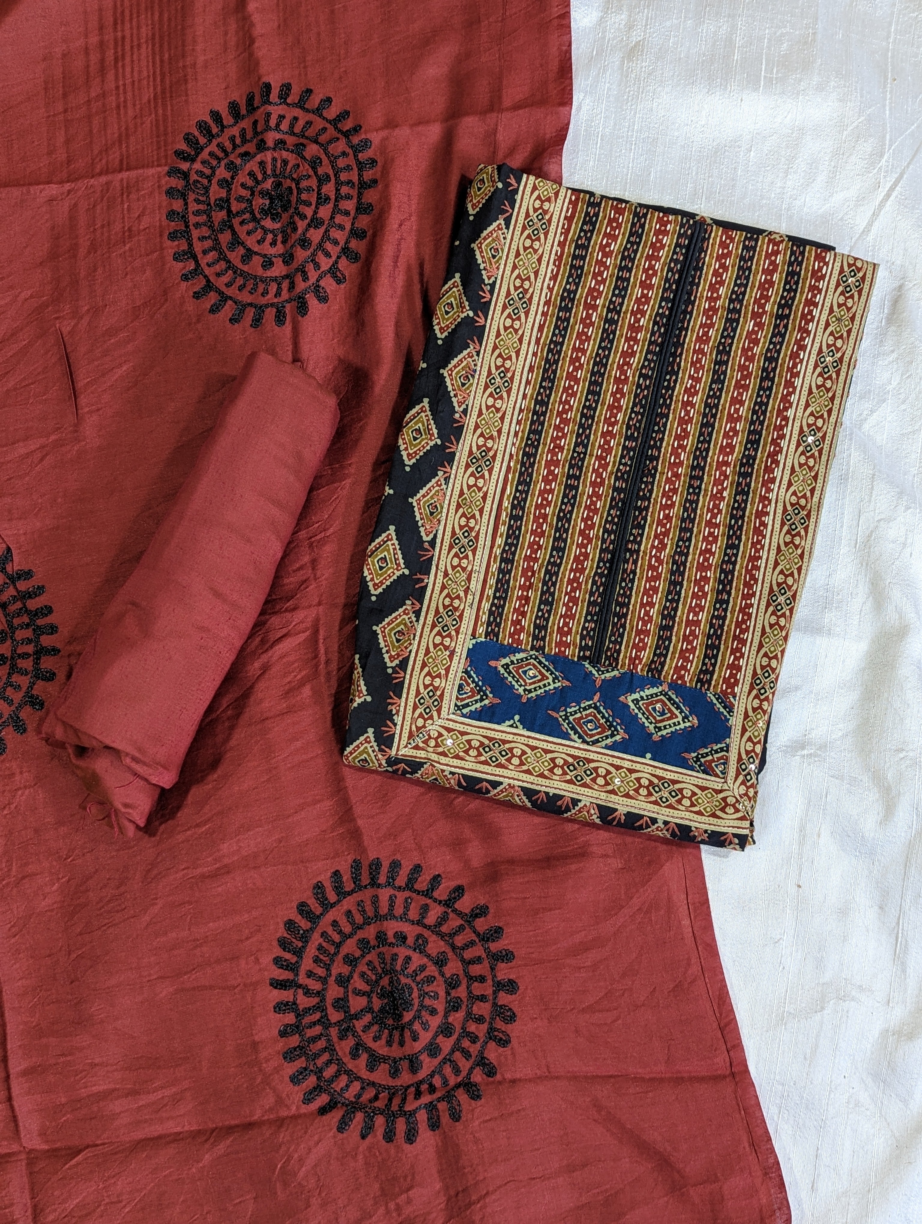 Load image into Gallery viewer, Black Pure Cotton Ajrakh Unstitched Suits - 2184
