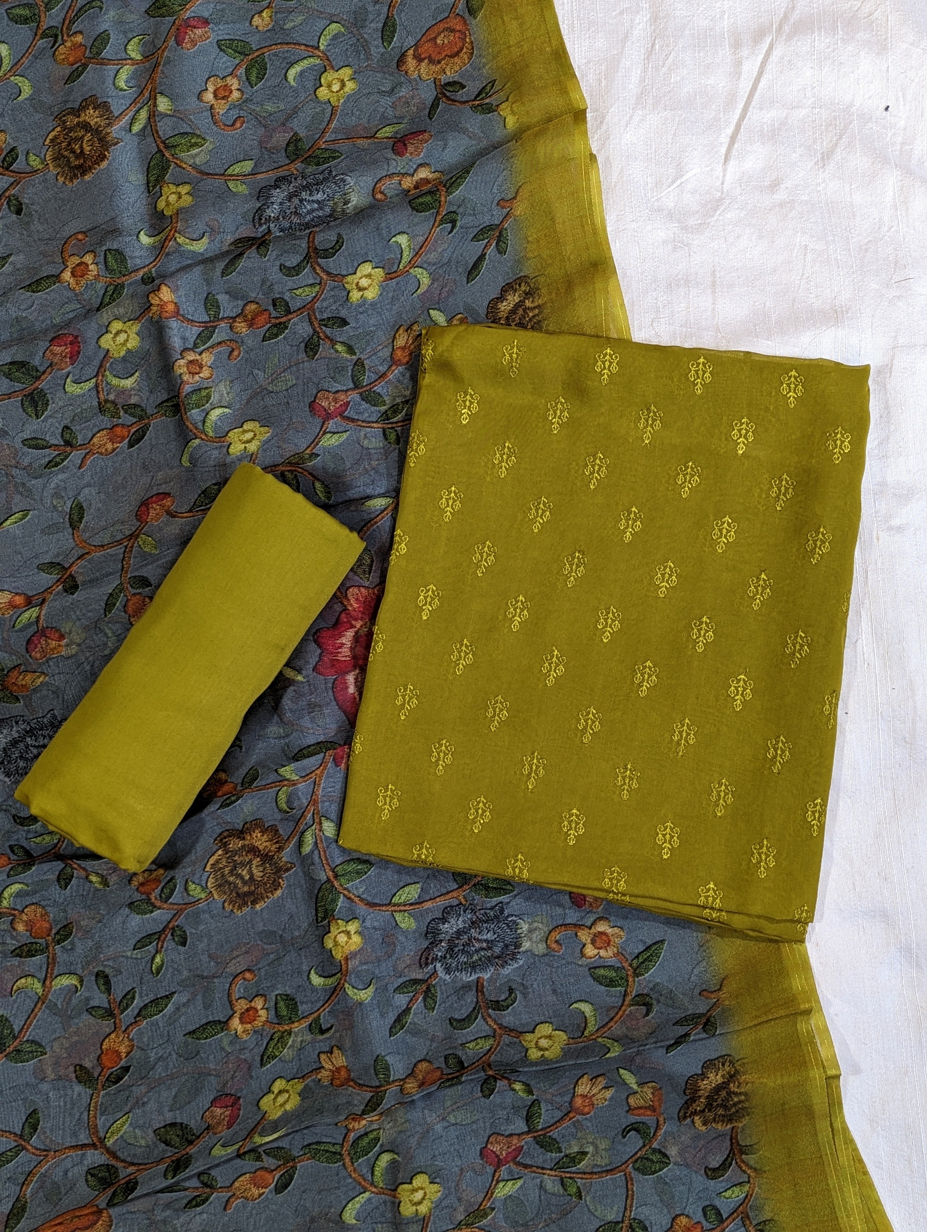 Load image into Gallery viewer, Mustard Yellow Pure Viscose Organza Unstitched Suits -2927
