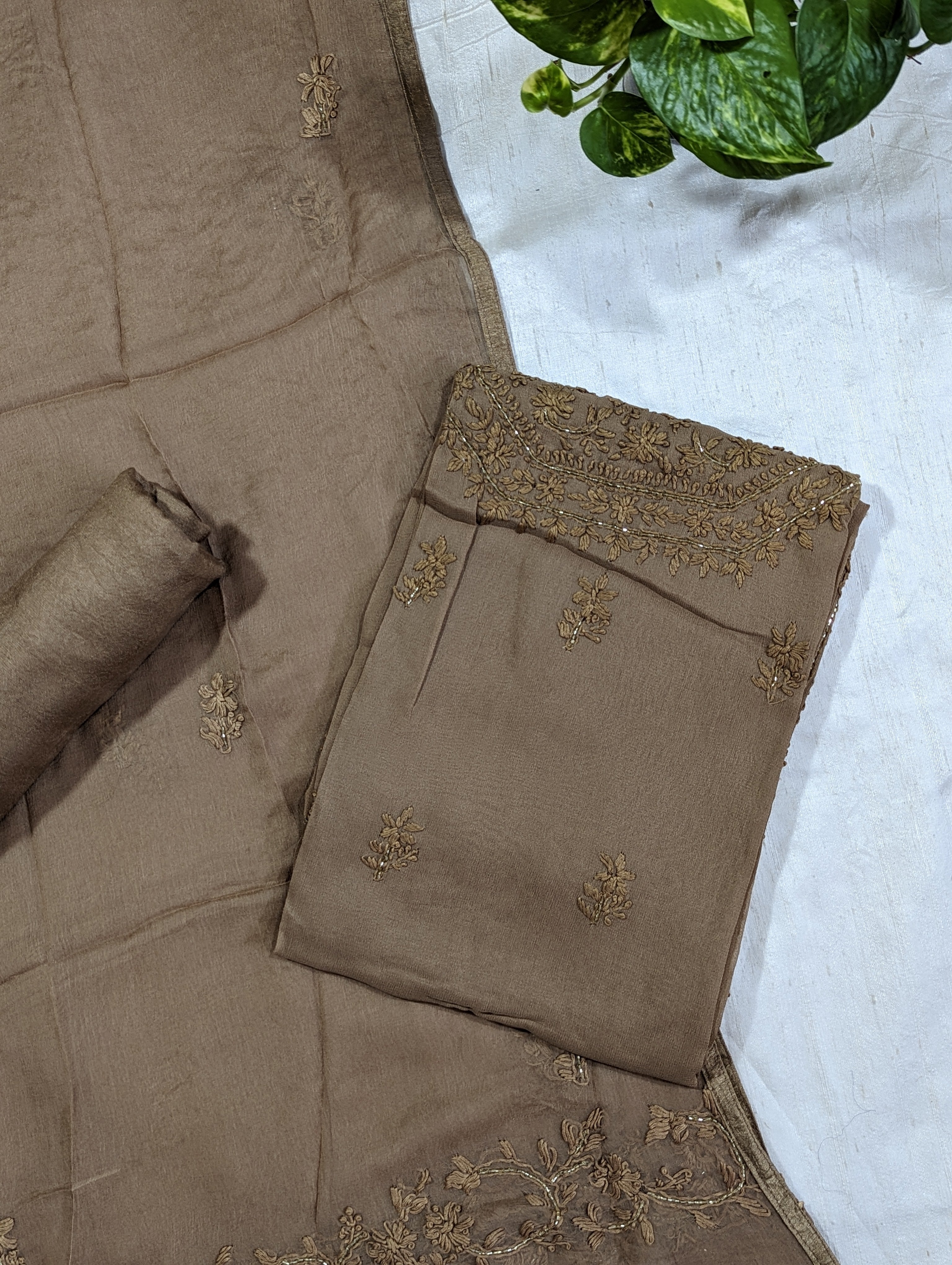 Load image into Gallery viewer, Peanut Pure Viscose Georgette Unstitched Suits - 2963
