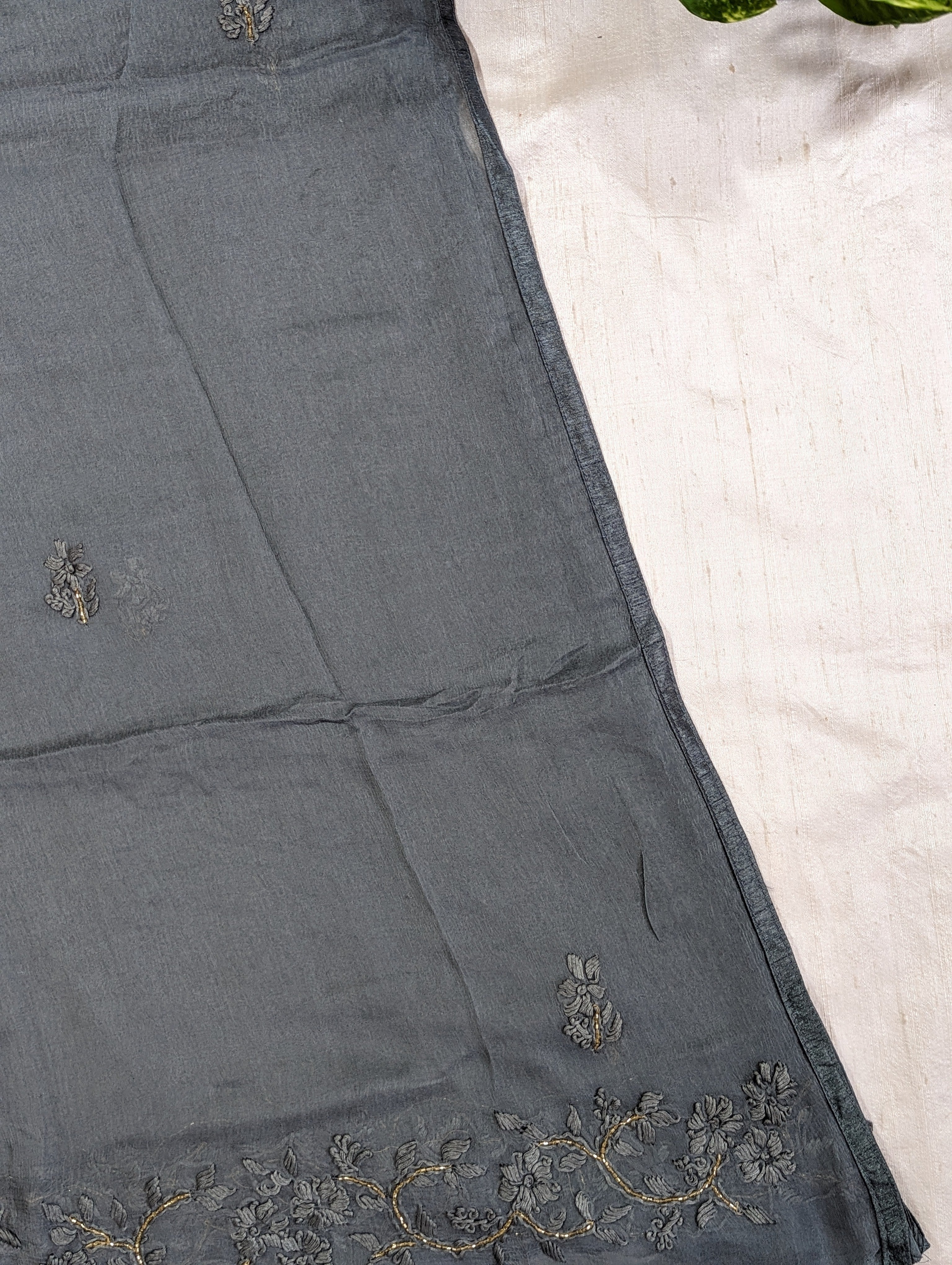 Load image into Gallery viewer, Deep Grey Pure Viscose Georgette Unstitched Suits - 2963
