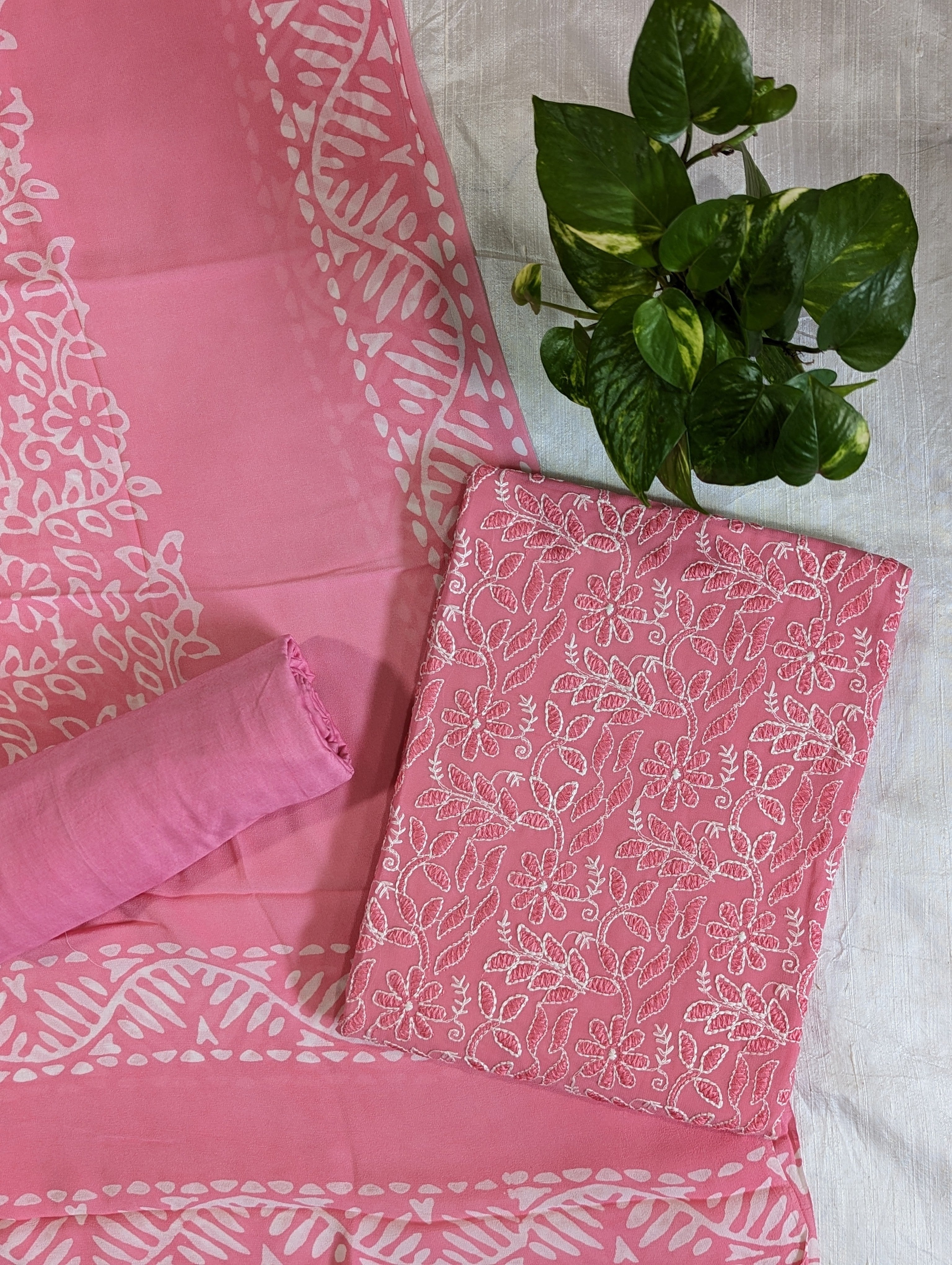Load image into Gallery viewer, Hot Pink Pure Viscose Georgette Unstitched Suits -2972
