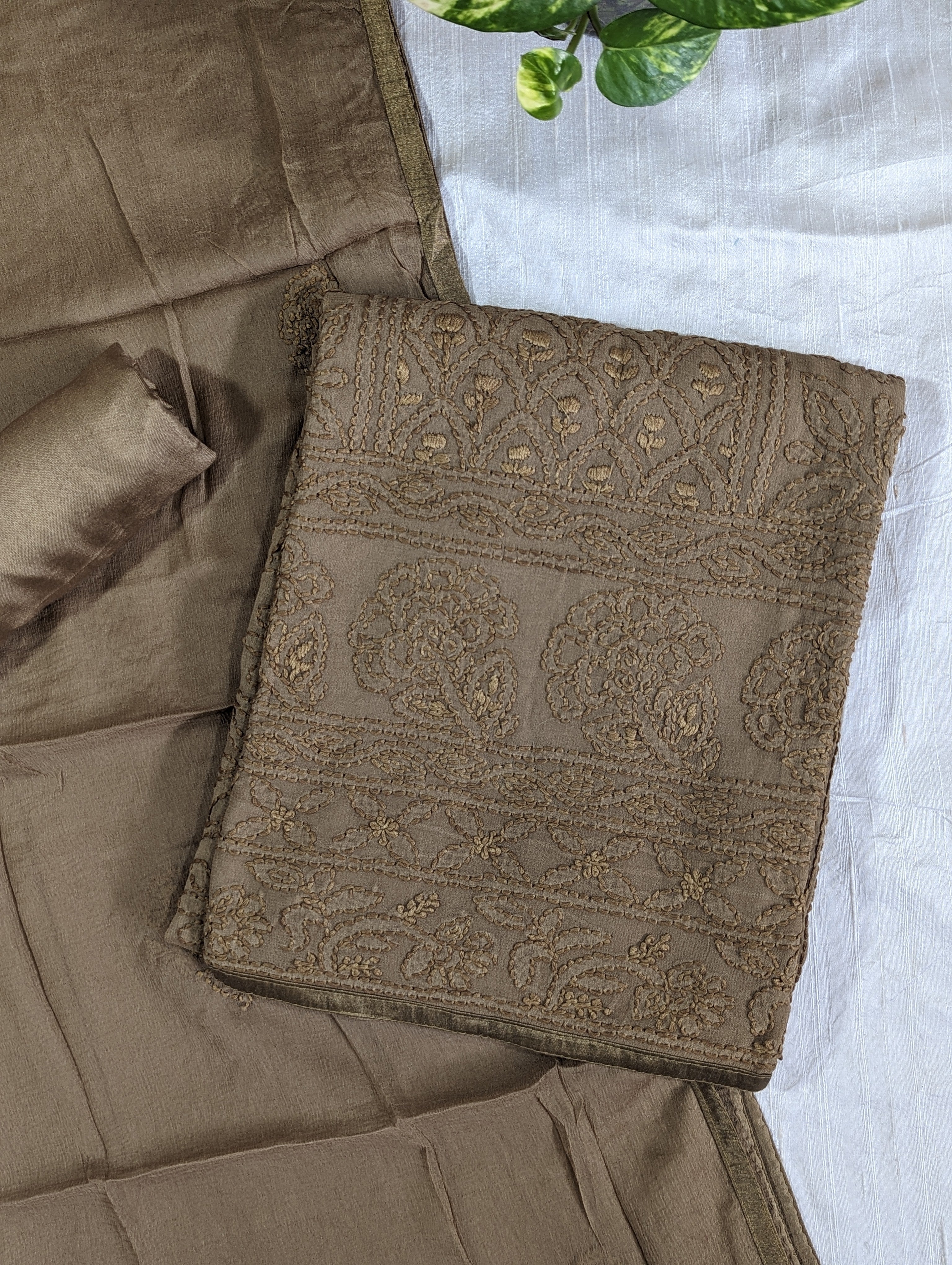 Load image into Gallery viewer, Deep Caramel Pure Viscose Georgette Unstitched Suits - 2975
