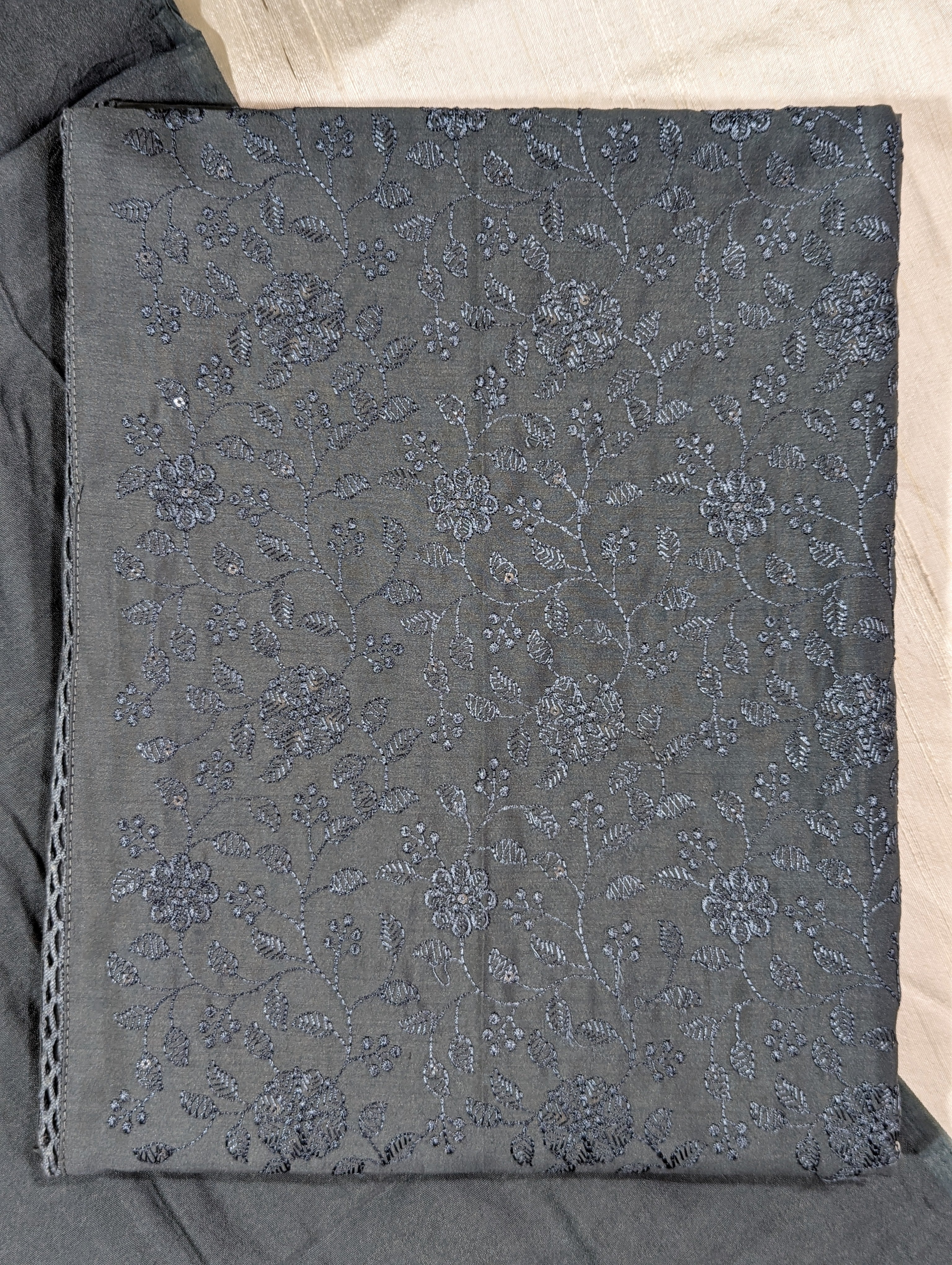 Load image into Gallery viewer, Greyish Blue Semi Silk Unstitched Suits - 2971
