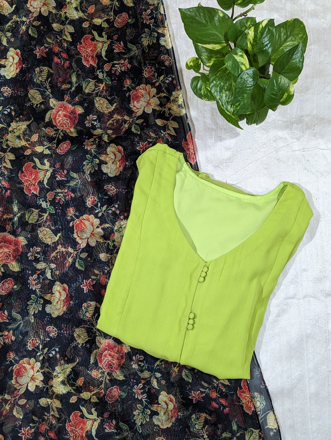 Lime Green Viscose Georgette Designer Wear Kurti And Dupatta .
