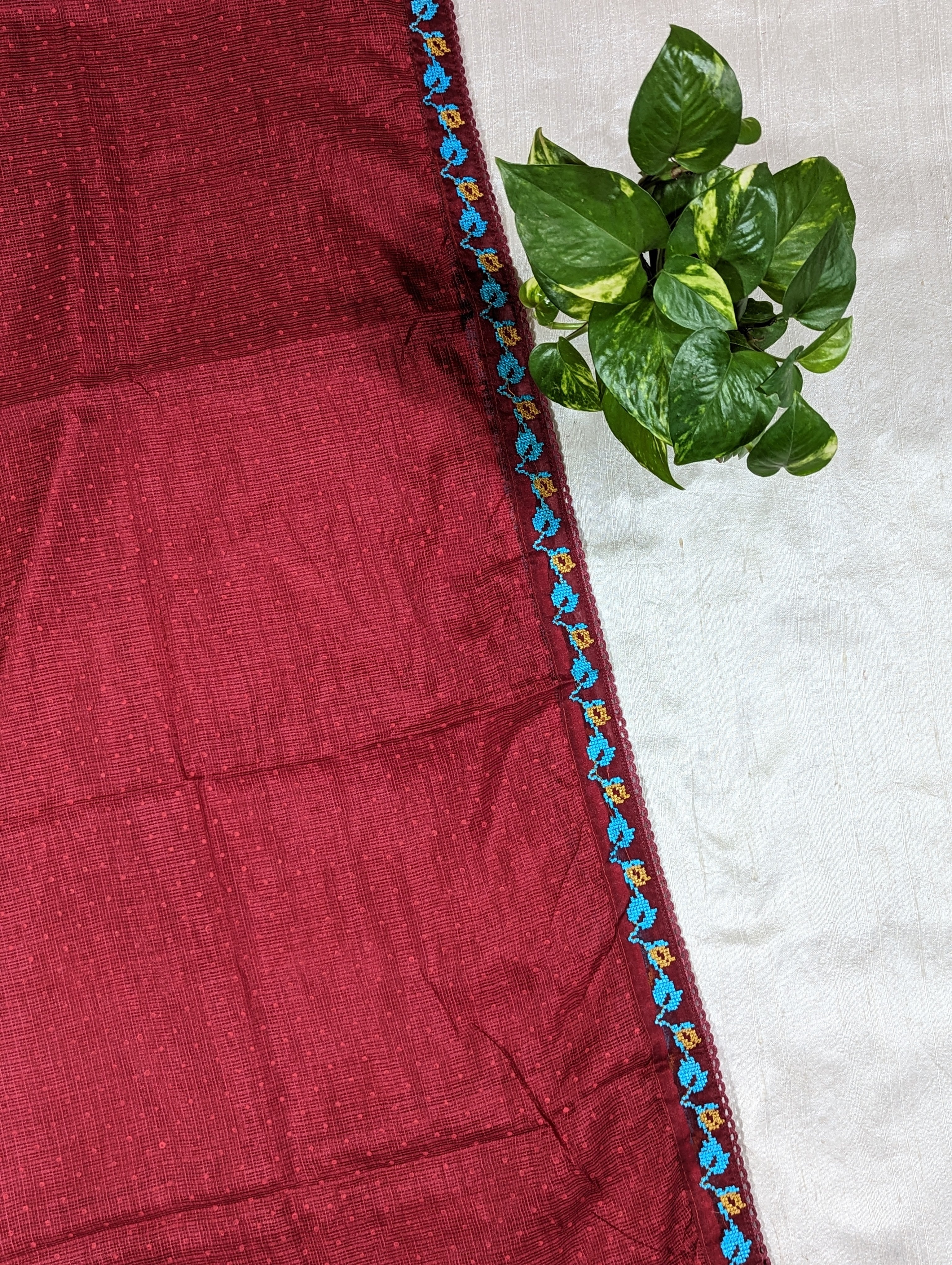 Load image into Gallery viewer, Maroon Crepe Silk Unstitched Suit-2945
