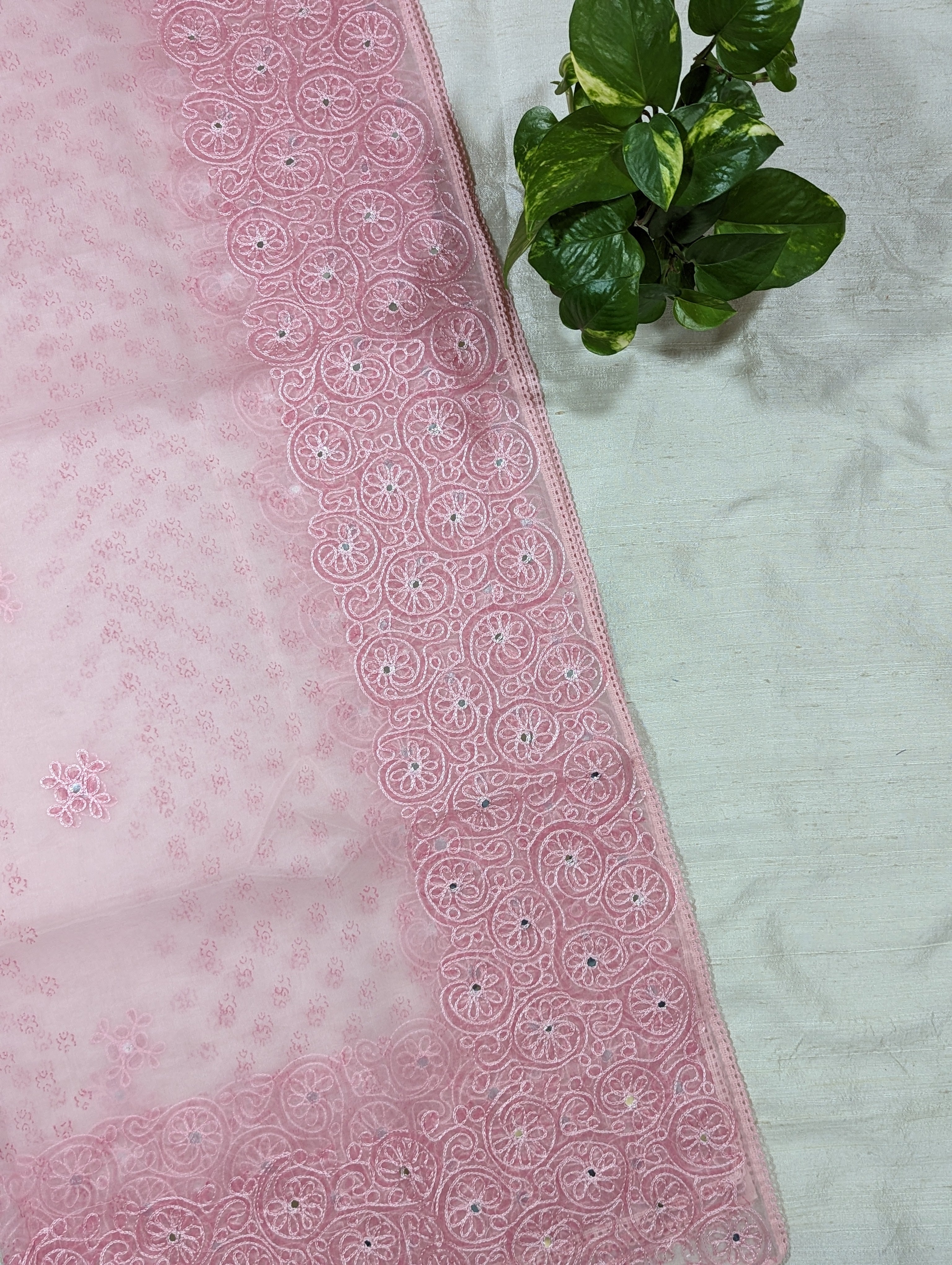 Load image into Gallery viewer, Baby Pink Pure Viscose Organza Unstitched Suit-3074
