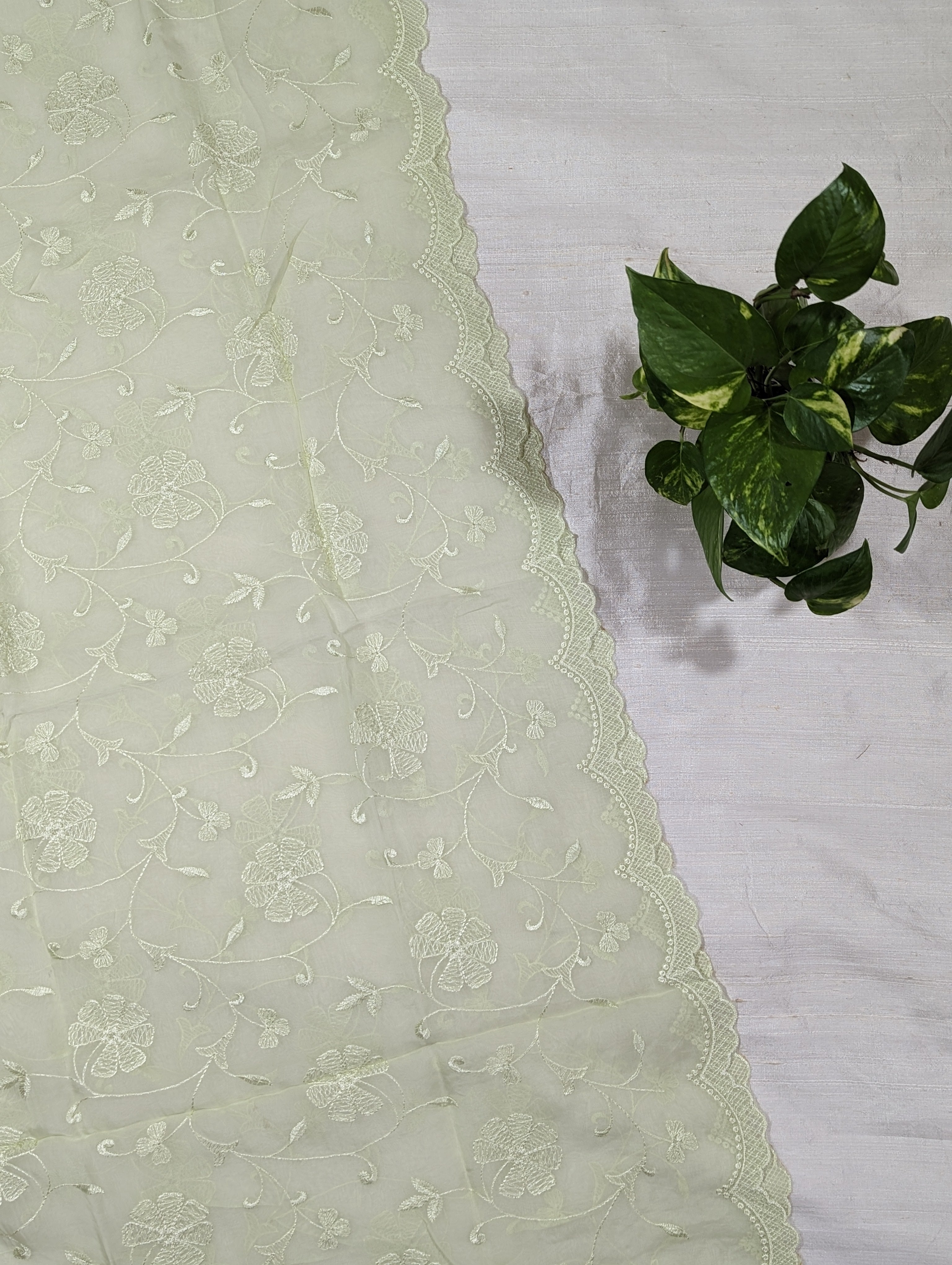 Load image into Gallery viewer, Pista Green Pure Viscose Organza Unstitched Suit-3090
