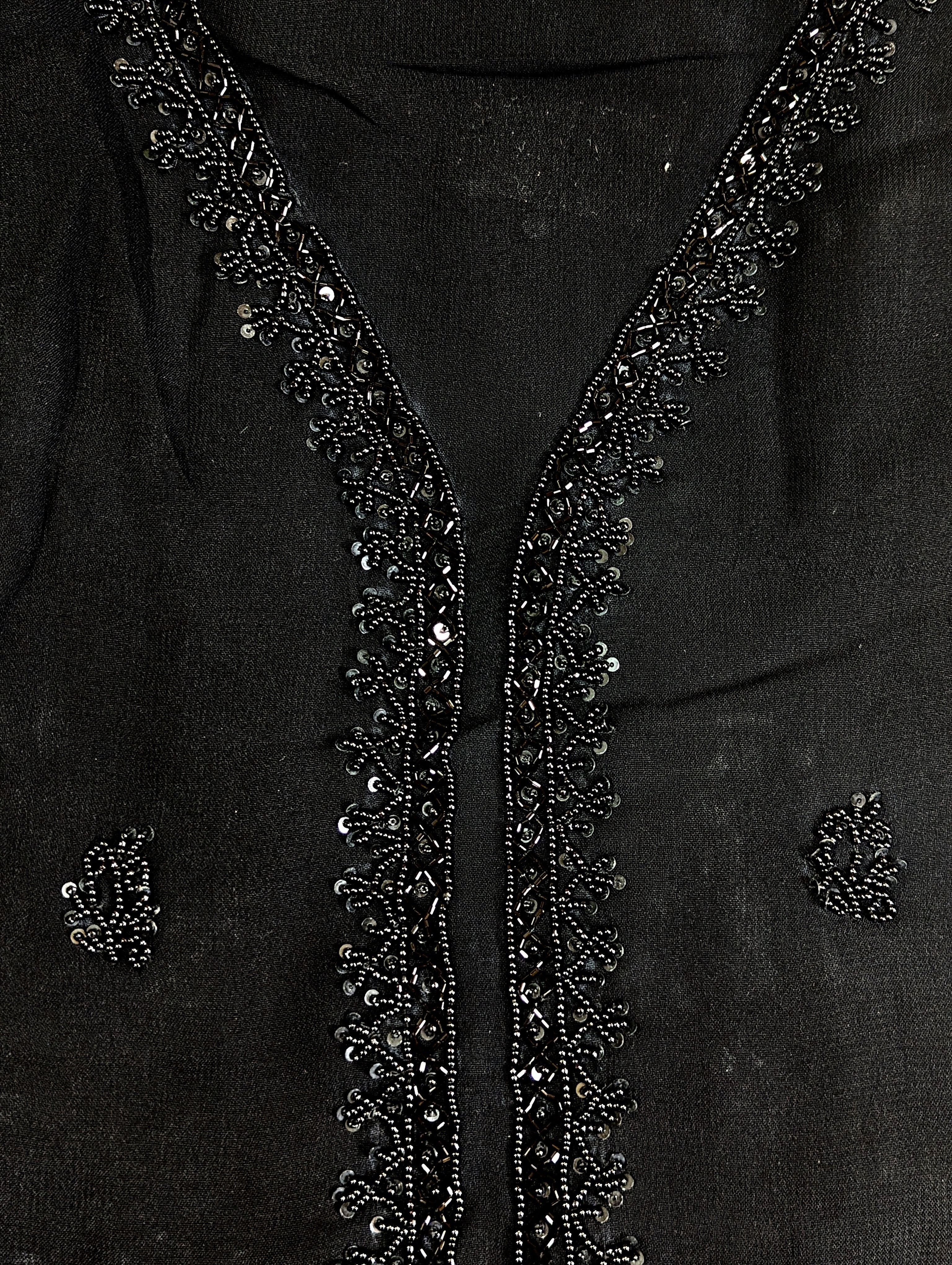 Load image into Gallery viewer, Jet Black Pure Viscose Georgette Unstitched Suit-3107
