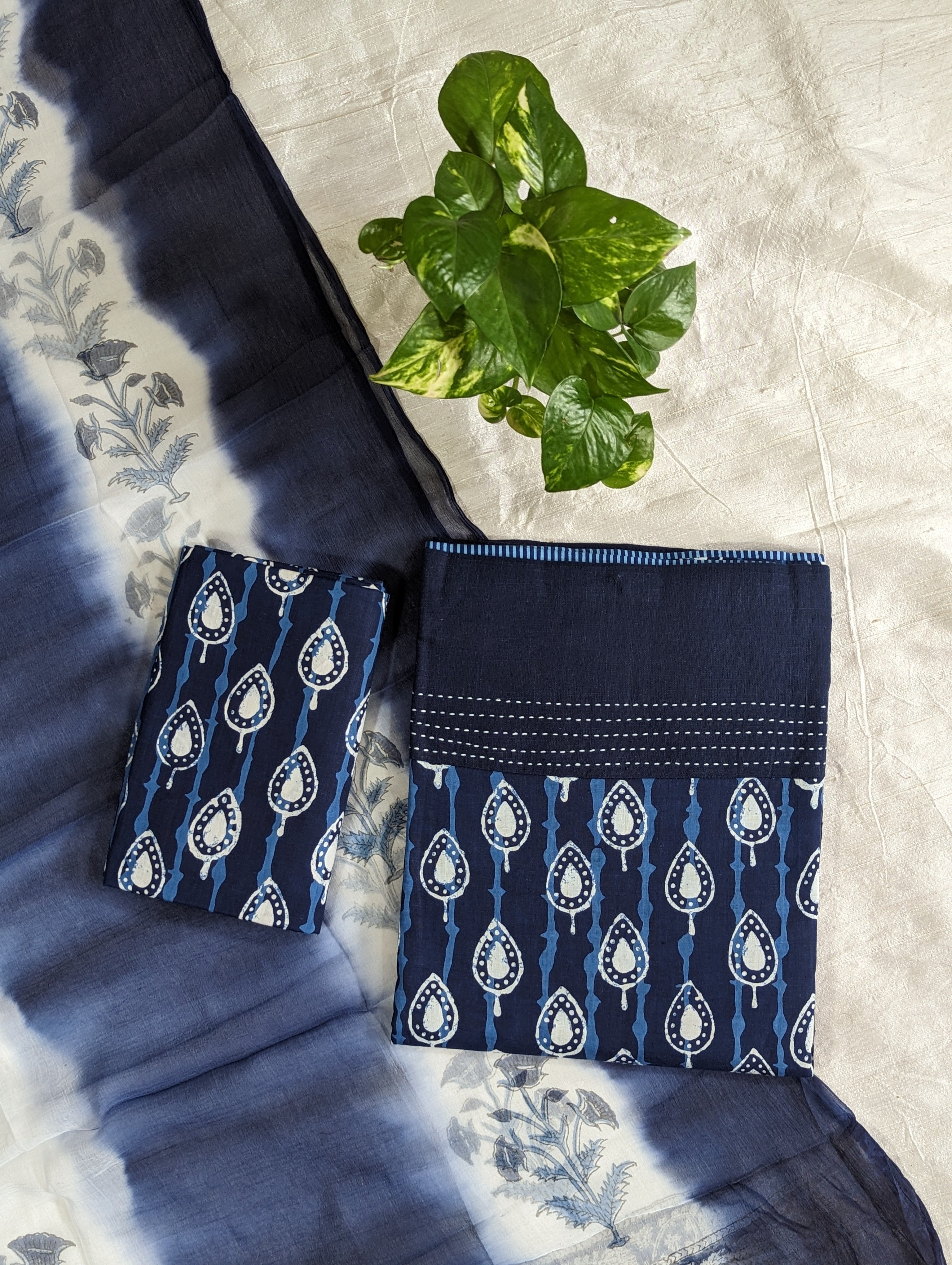 Load image into Gallery viewer, Midnight Blue Pure Cotton Unstitched Suit-3263
