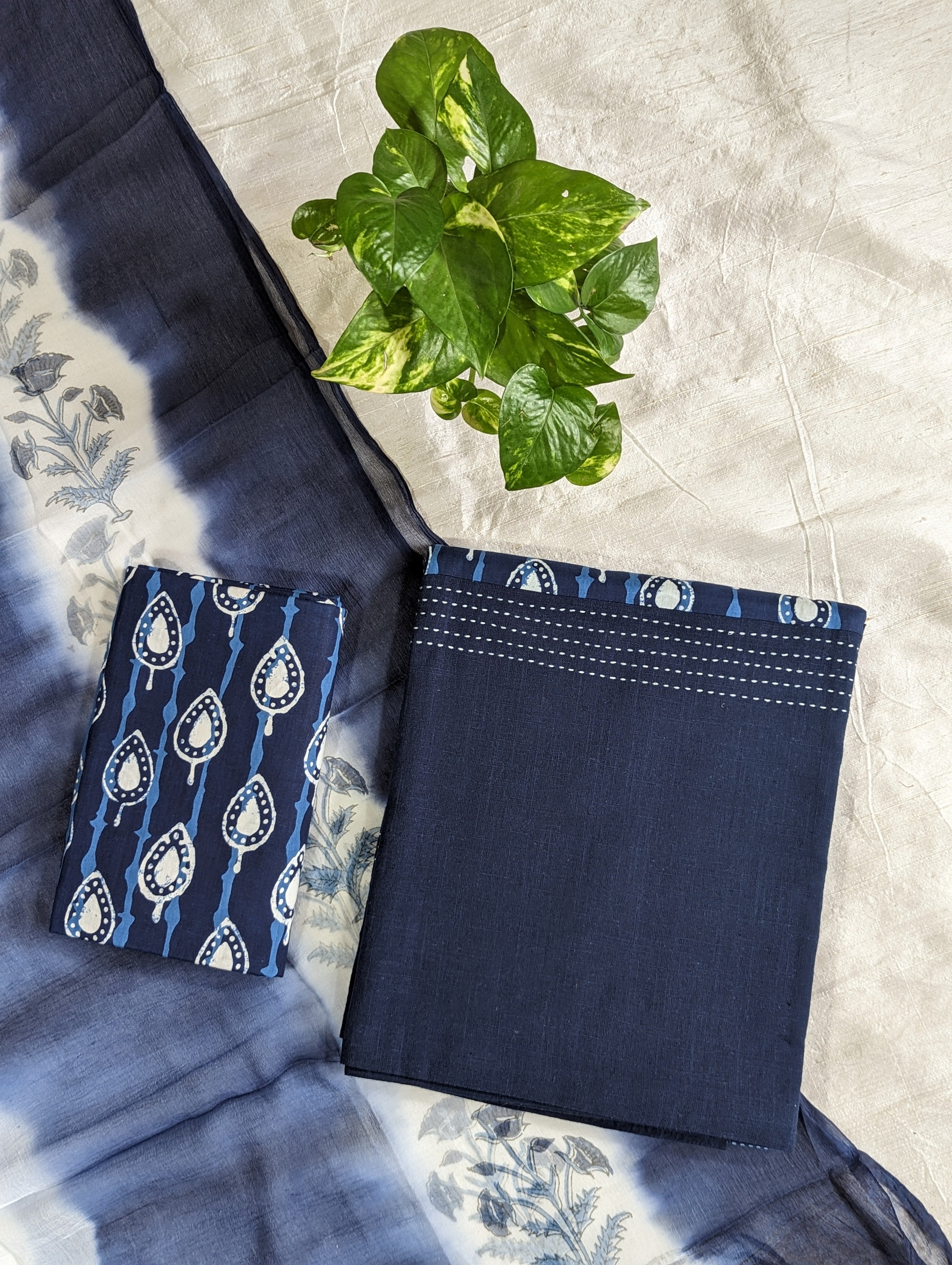 Load image into Gallery viewer, Midnight Blue Pure Cotton Unstitched Suit-3263
