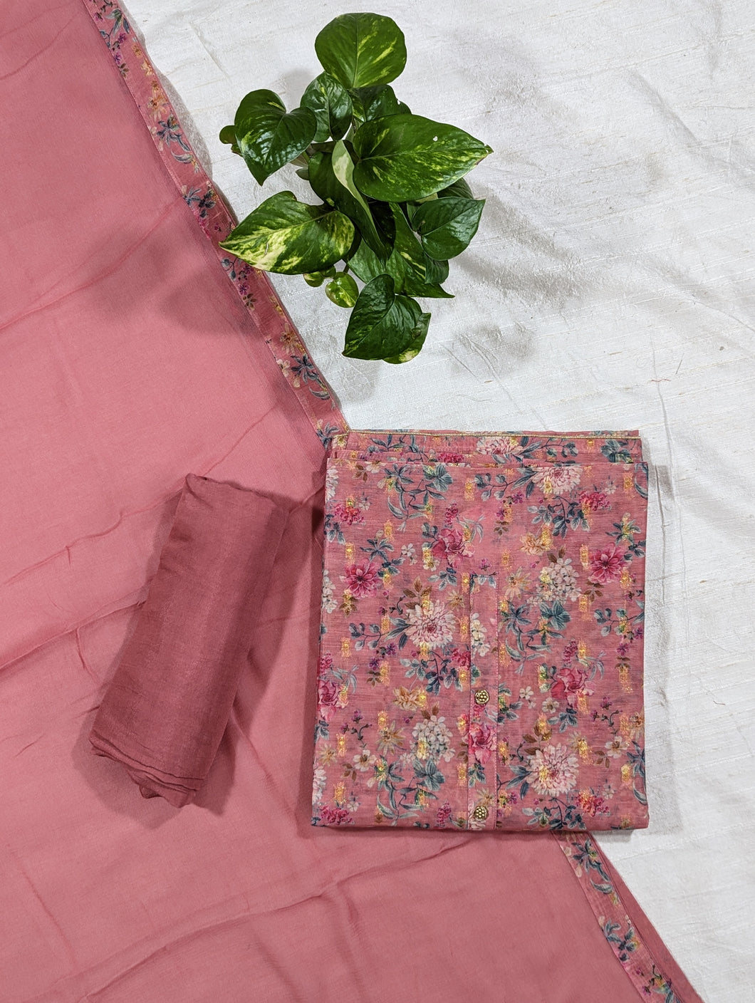 Onion Pink Chanderi Silk Unstitched Suit-3260