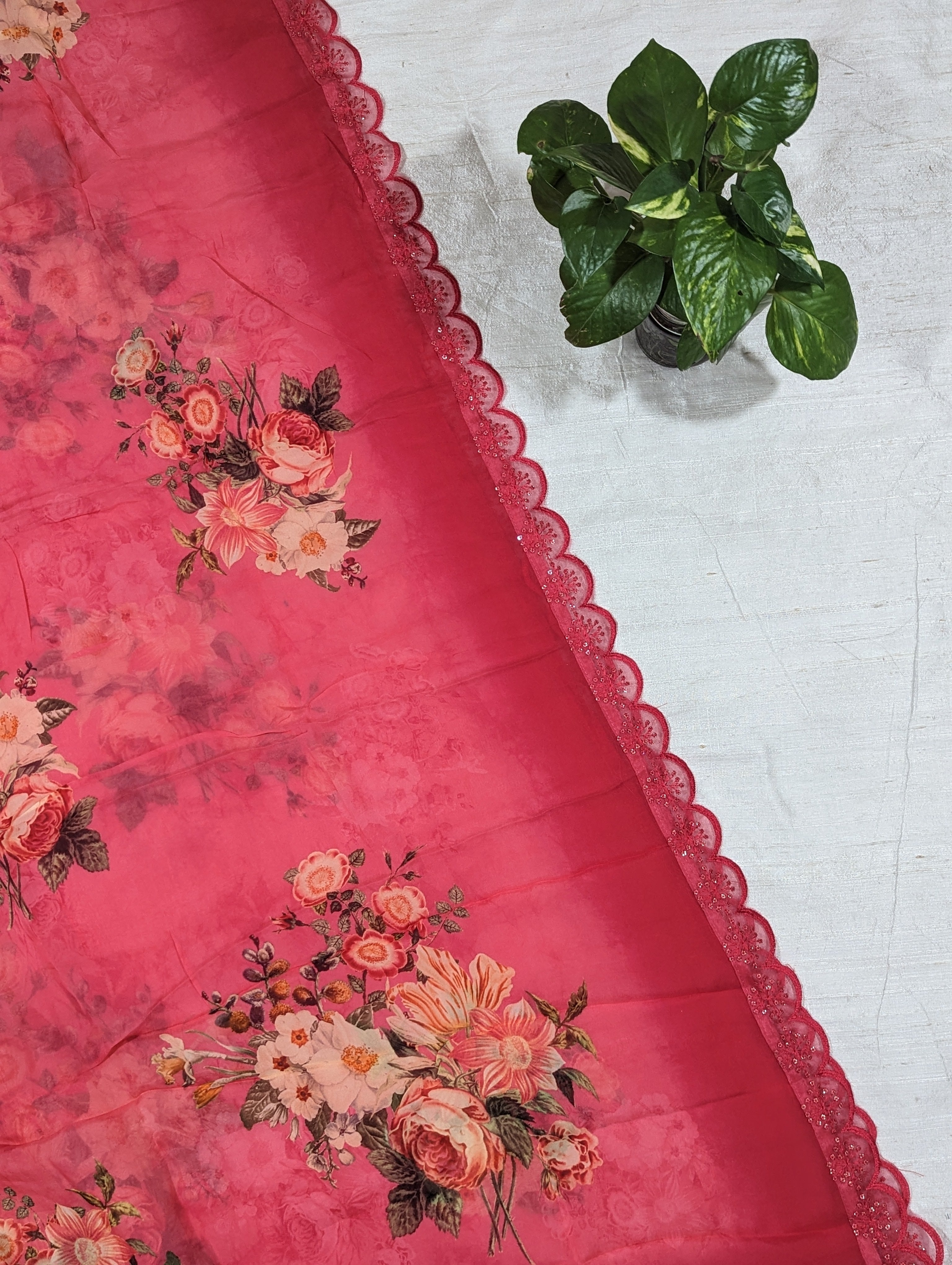 Load image into Gallery viewer, Hot Pink Semi Silk Unstitched Suit-3318

